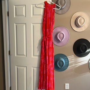 FLORAL TIE WAIST MAXI DRESS